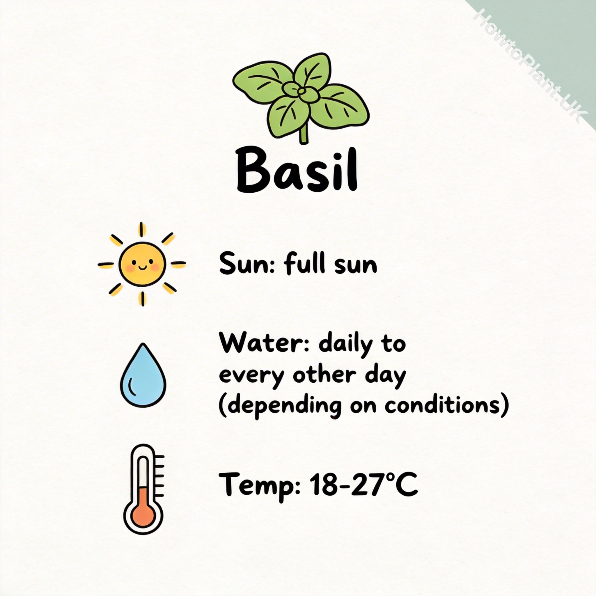 Basil care instruction card