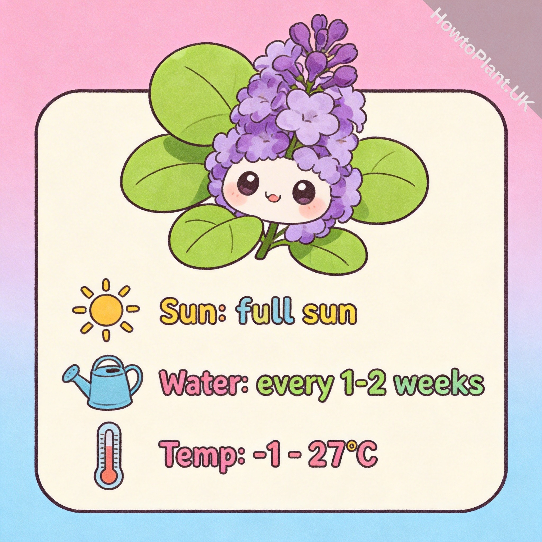 Lilac care instruction card