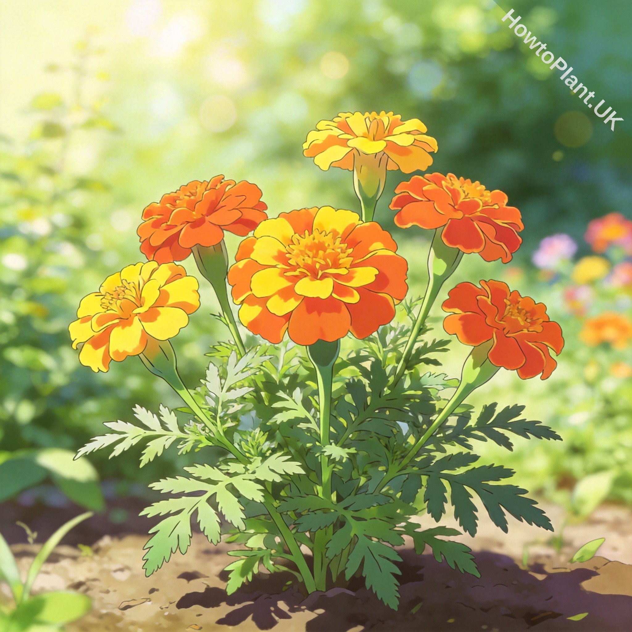 Marigold in a natural garden setting