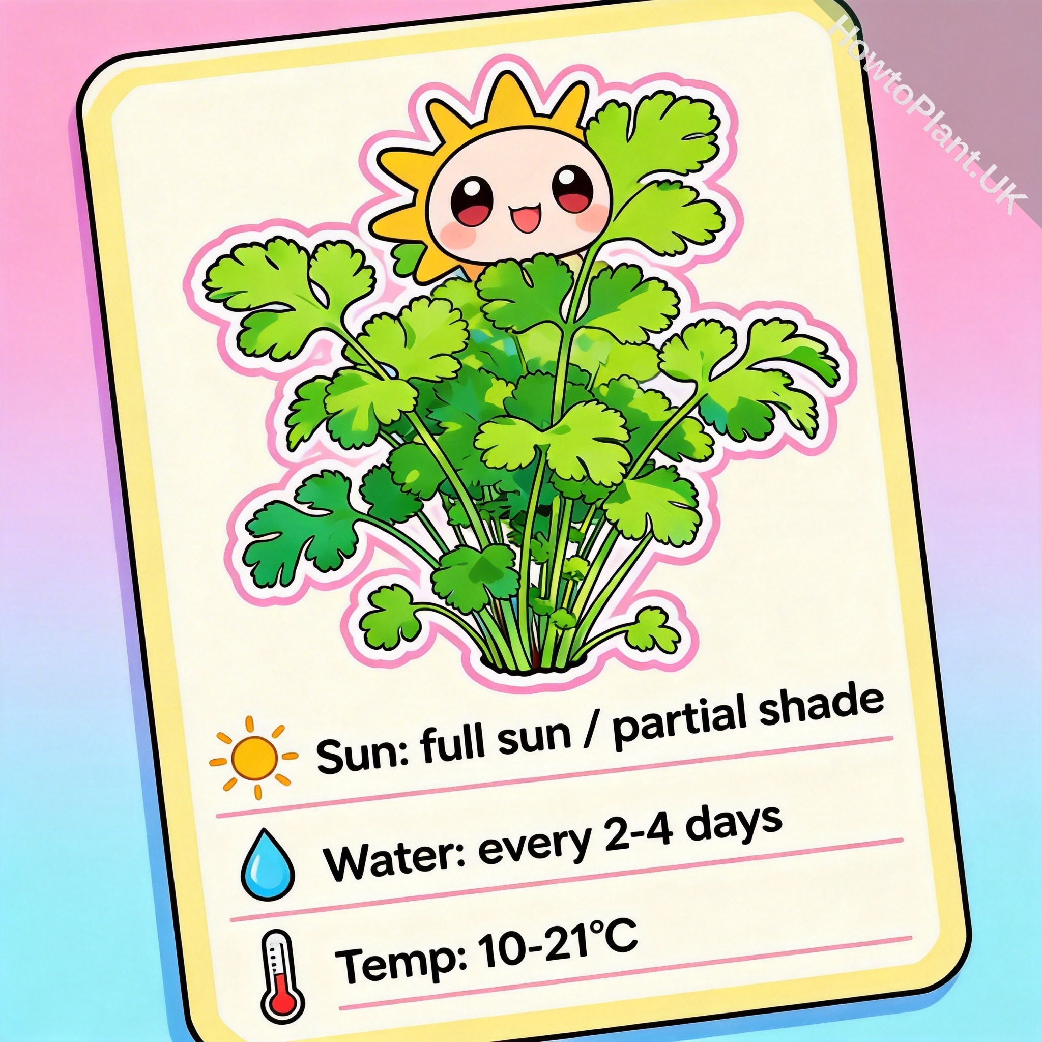 Parsley care instruction card