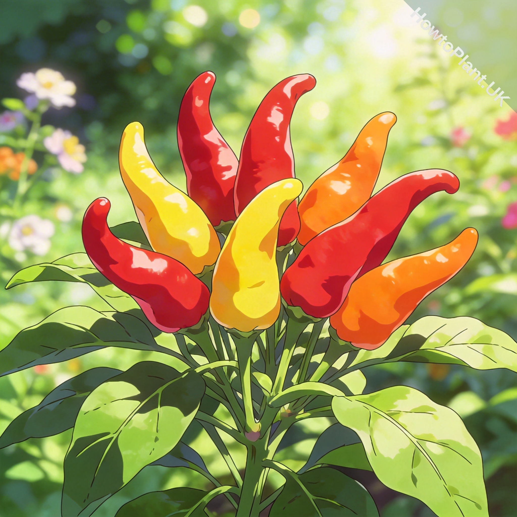 Peppers in a natural garden setting