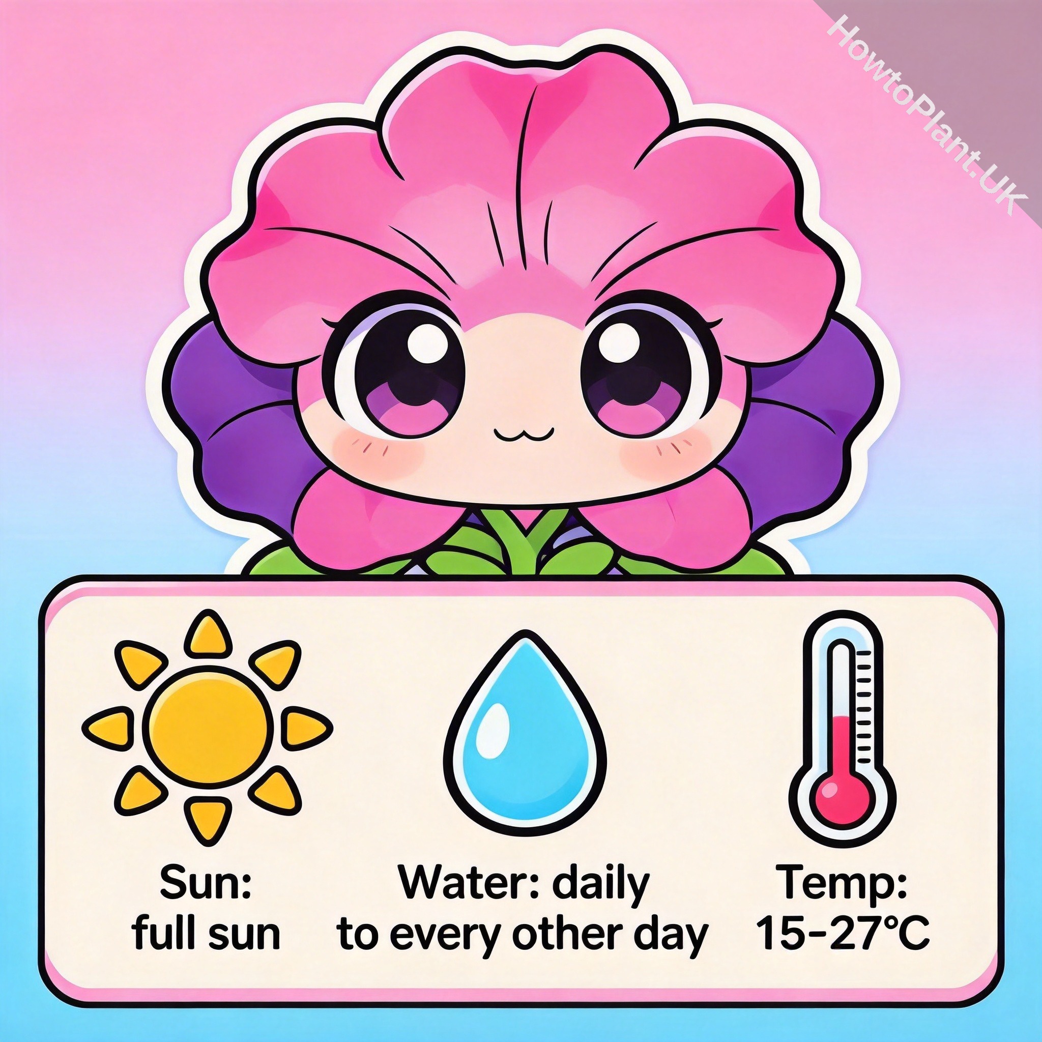 Petunia care instruction card