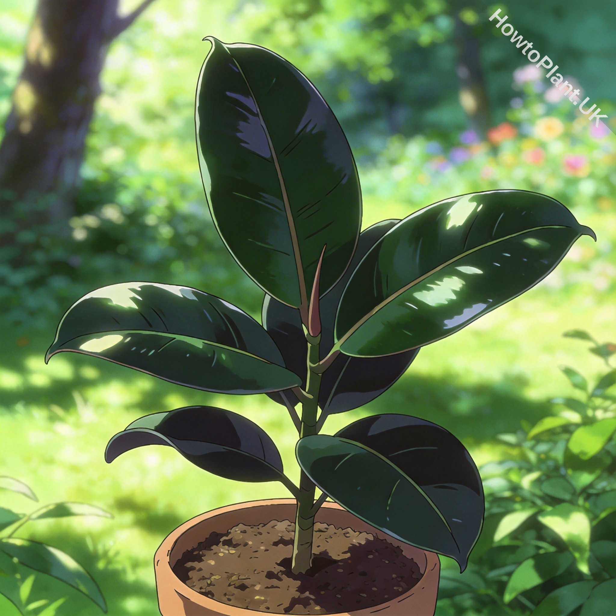 Rubber Plant in a natural garden setting
