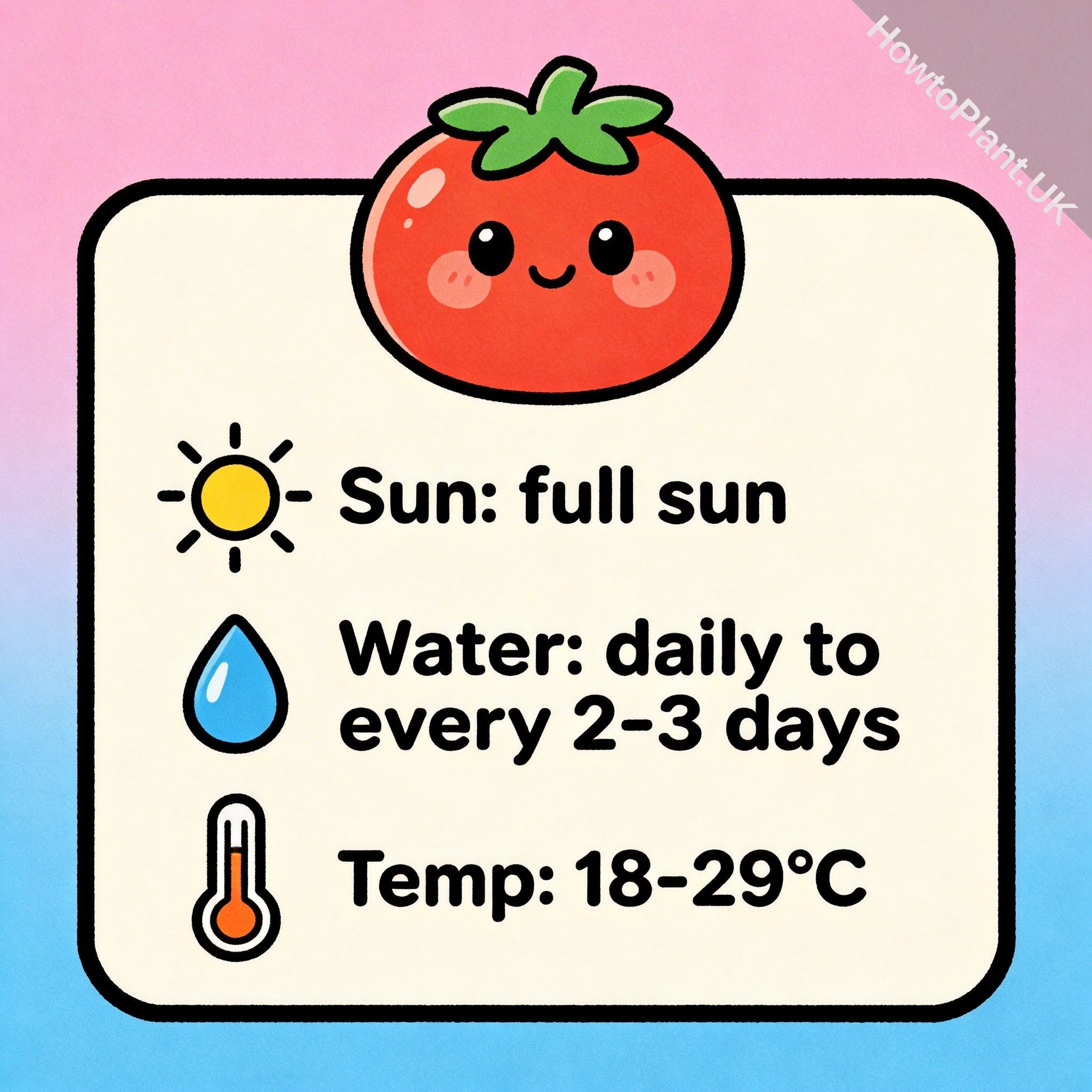 Tomato care instruction card