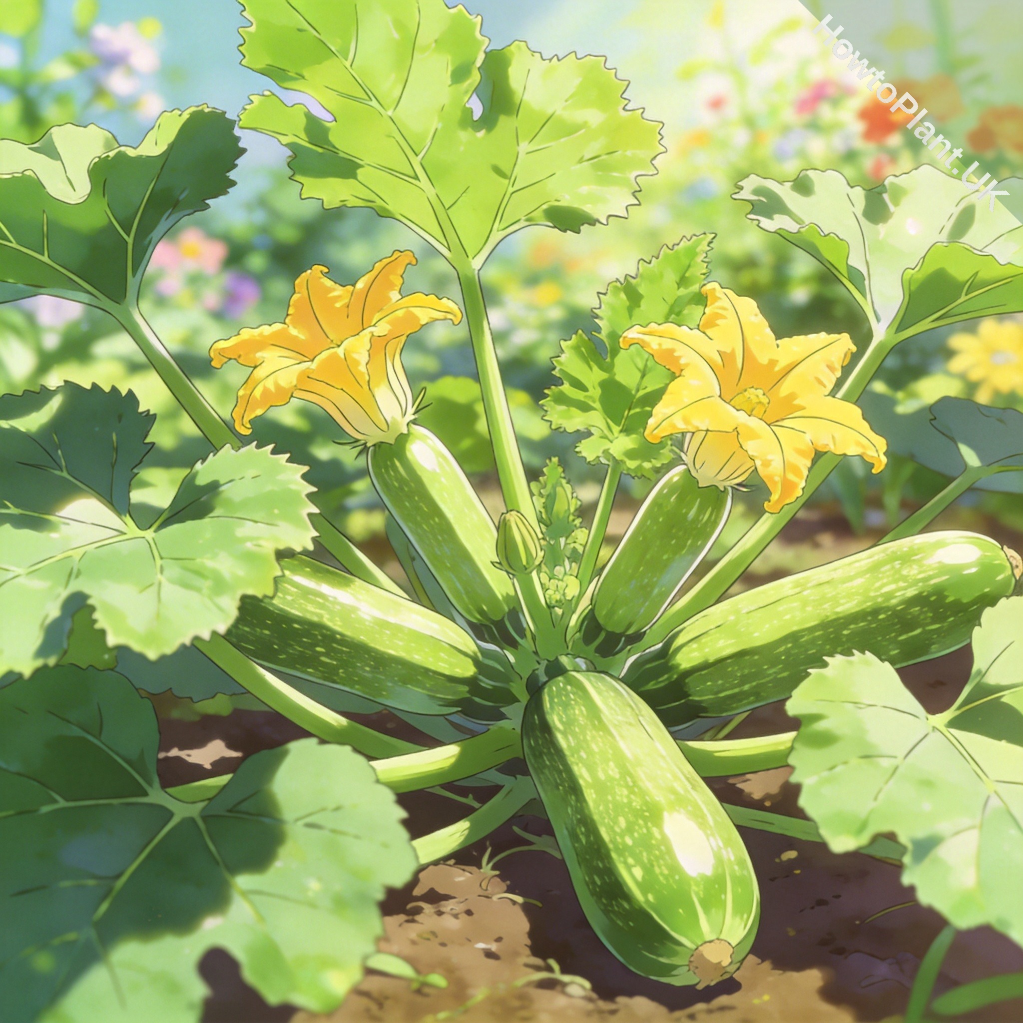 Zucchini in a natural garden setting